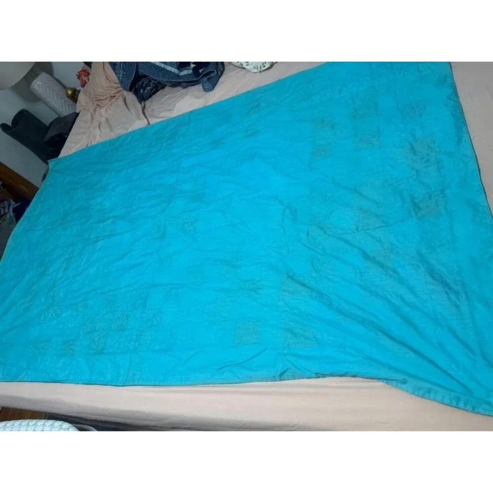 Vintage corduroy cotton twin size handmade quilt